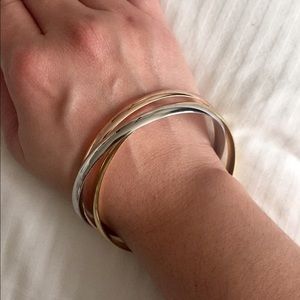 Chic stainless steel trinity bangle bracelet
